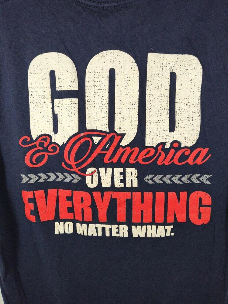 Official Nine Line Apparel Men's Small Navy "God & America Over Everything" EUC